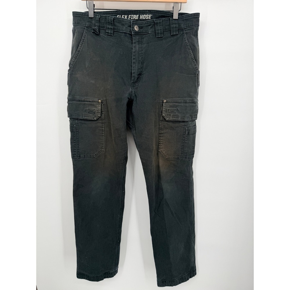 Duluth Trading Co Flex Fire Hose Cargo Pants Mens 36x34 Black Good Utility Work